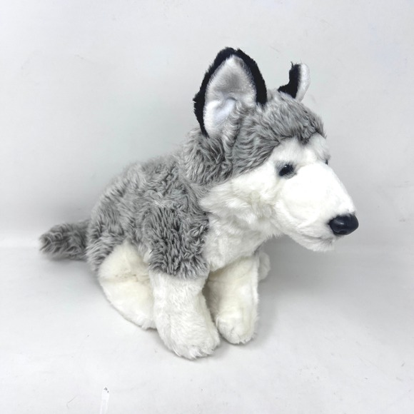 Toys R Us Husky Dog Plush Gray White Stuffed Puppy Wolf 2012‎